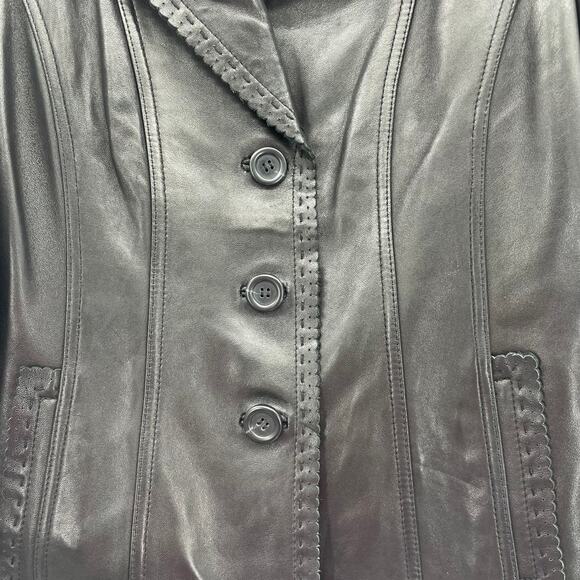 Jones New York Women Black Leather Jacket - Picture 4 of 10